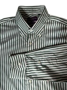 Spier & Mackay Handmade Striped Cotton Button Down Contemporary Fit Sz 16